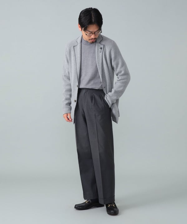BEAMS F（ビームスF）LARDINI / ウール ヘリンボーン パイピング