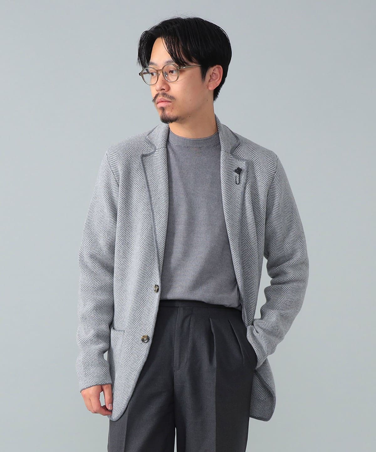 超人気の雑貨店 F（ビームスF）LARDINI BEAMS / パイピング ヘリンボーン ウール ジャケット・アウター