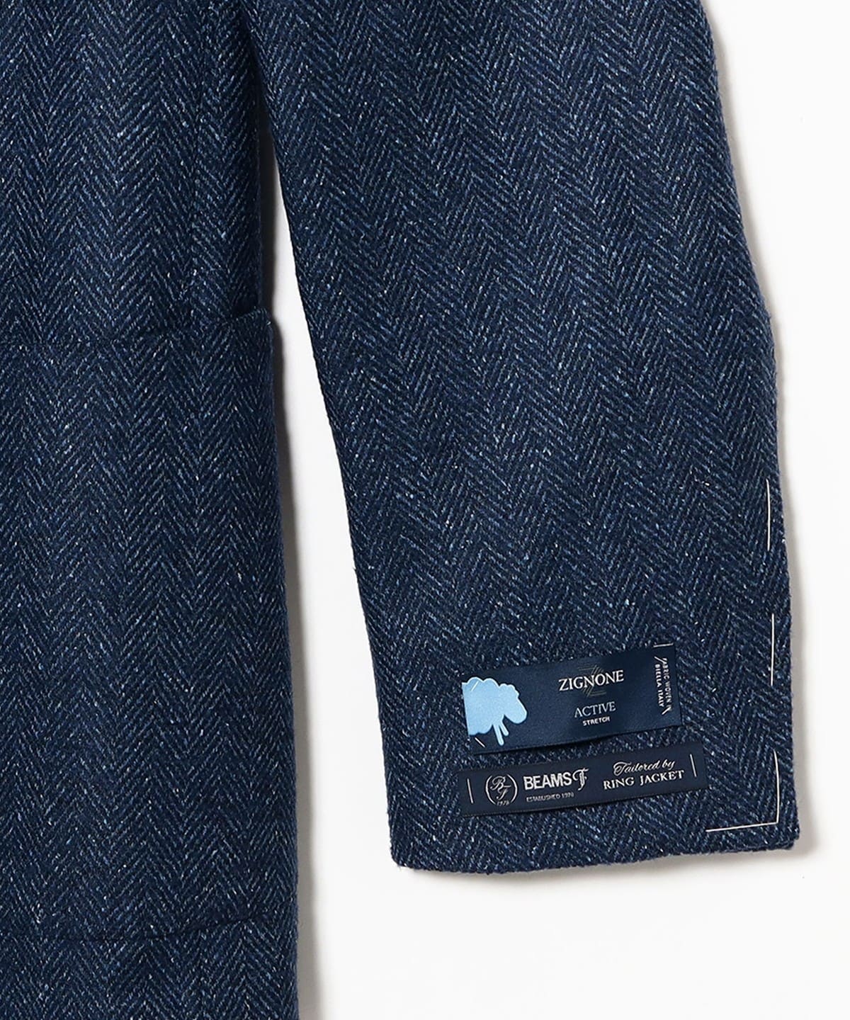 BEAMS'F リング ジャケット ヘリンボーン テラード ジャケット BEAMS F（ビームスF）EASY ZIGNONE ミックスファブリック