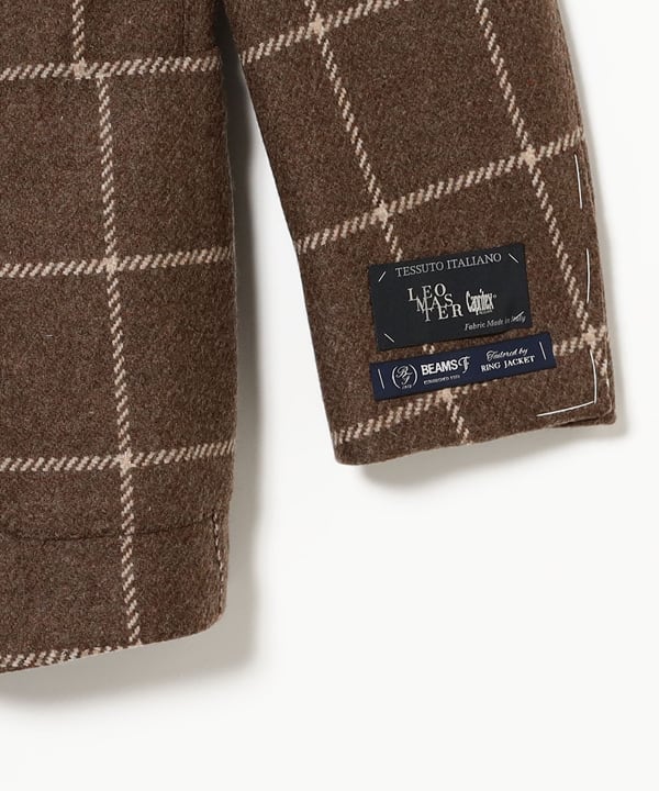 美品 BEAMS ウインドウペーン テーラードジャケット ベージュ 50 BEAMS F（ビームスF）FERLA ミックスファブリック ウインドウ