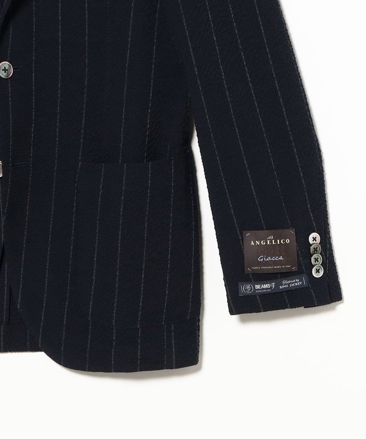BEAMS F　テーラードジャケット　made in italy BEAMS F（ビームスF）NEW EASY ANGELICO シアサッカー ストライプ