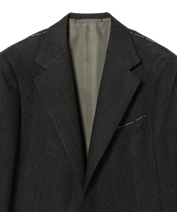 BEAMS F（ビームスF）DRAGO ウールカシミヤ ヘリンボーン ダーク