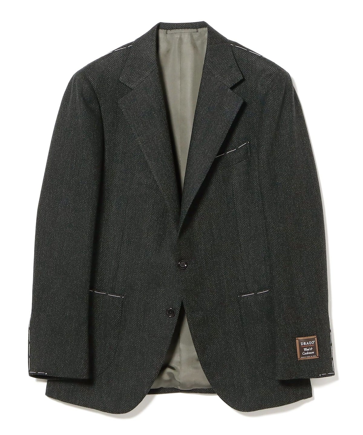 BEAMS F（ビームスF）DRAGO ウールカシミヤ ヘリンボーン ダーク