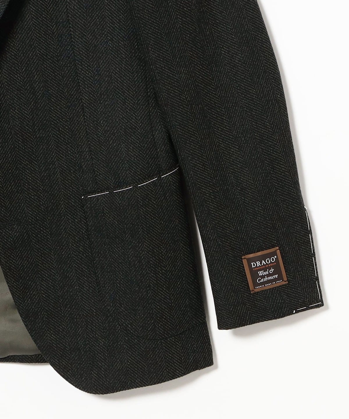 BEAMS F（ビームスF）DRAGO ウールカシミヤ ヘリンボーン ダーク