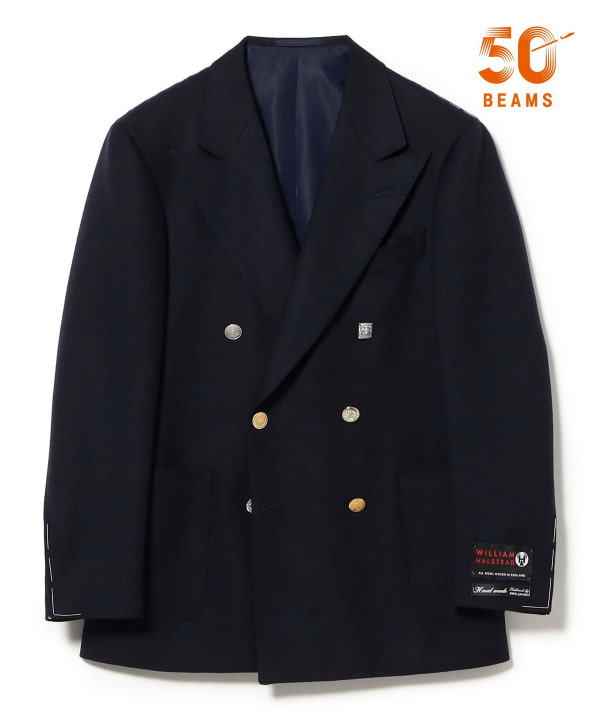 HANDMADE WILLIAM HALSTEAD ウール ダブルブレスト クレイジーボタン ブレザー