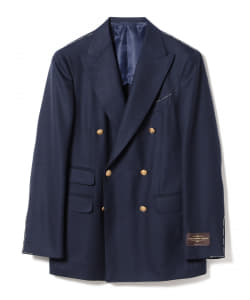 ▲BEAMS F / CANONICO ネイビーソリッド ダブルブレスト ブレザー
