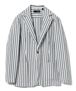 ▲LARDINI / シアサッカー ストライプ シャツジャケット