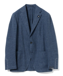 ▲LARDINI / EASY コットンリネン グレンチェック 3ボタンジャケット