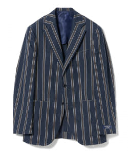 ▲BEAMS F / ANGELICO リネンコットン ストライプ 3ボタンジャケット