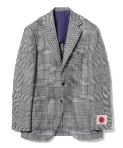 ▲BEAMS F / MARLING & EVANS ウールリネン グレンチェック 3ボタンジャケット