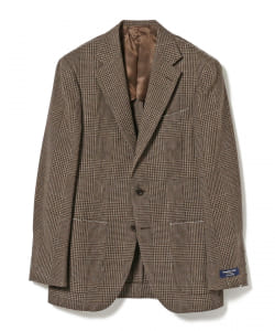 ▲BEAMS F / TOLLEGNO ミックスファブリック グレンチェック ジャケット