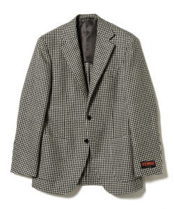 ▲BEAMS F / E.THOMAS ウールシルクリネン ハウンドトゥース ジャケット
