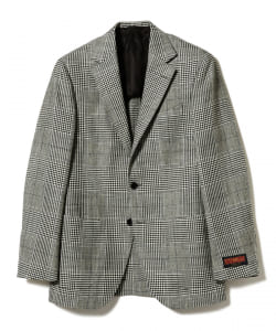▲BEAMS F / E.THOMAS ウールシルクリネン グレンチェック ジャケット