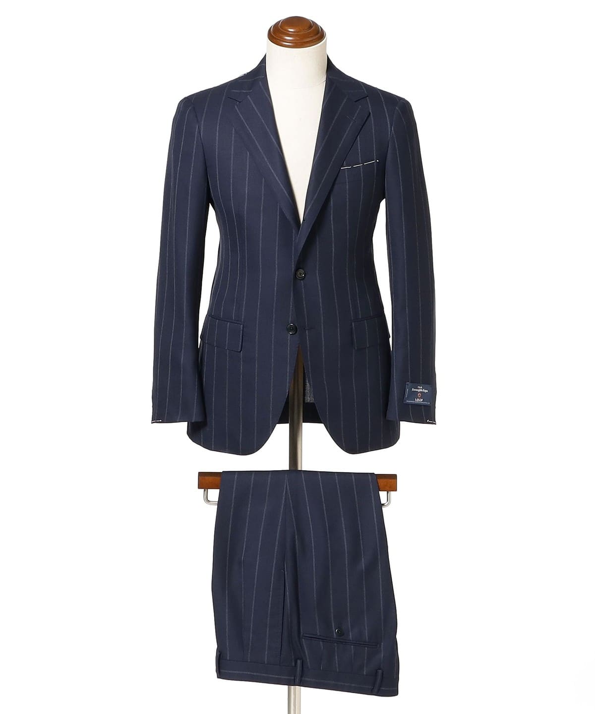 Ermenegildo Zegna ウールシルク チョークストライプ スーツ スーツ・ネクタイ MEN NAVY/30 42 Ermenegildo Zegna ウールシルク チョークストライプ スーツ スーツ・ネクタイ MEN NAVY/30 42