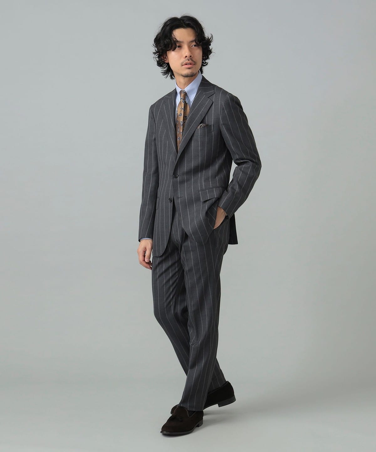BEAMS F（ビームスF）Ermenegildo Zegna ウールシルク チョーク