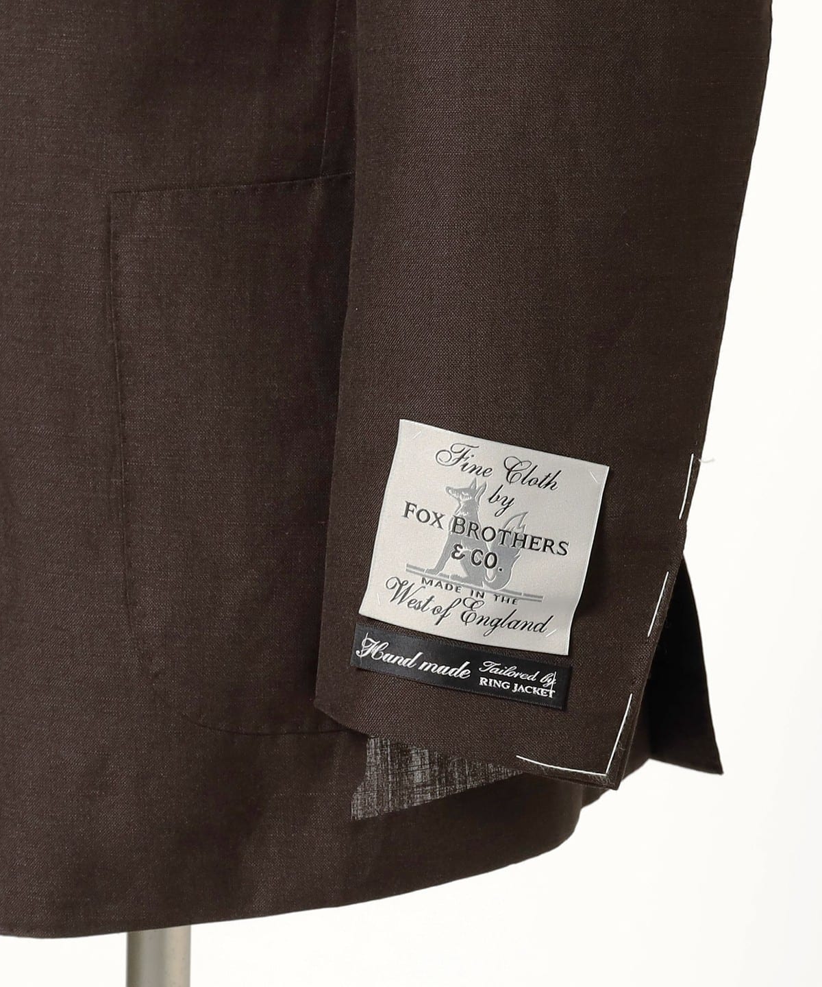 「JVService」FOX BROTHERS ウールリネンダブルスーツ guji（グジ）ウールフランネルチョークストライプ6B1プリーツダブル
