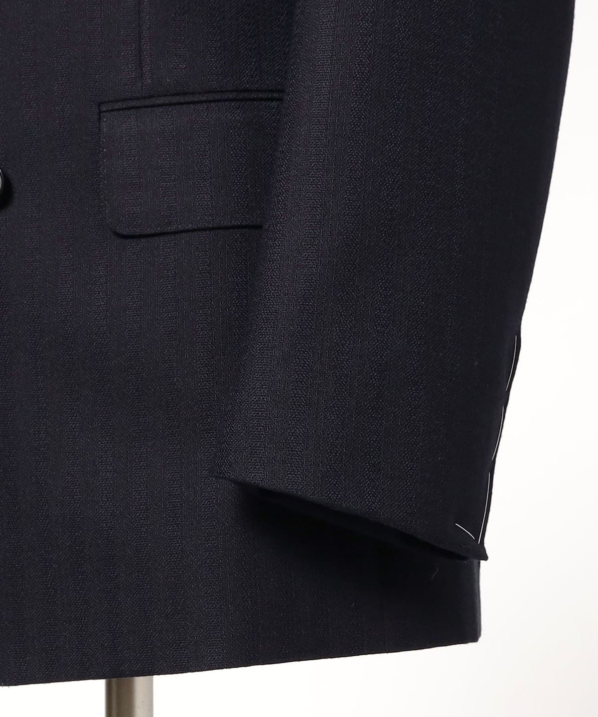 BEAMS ビームス ビジネススーツ 黒 シャドウストライプ ウール 44 BEAMS F（ビームスF）【別注】HUSBANDS / GAINSBURG ウール シャドー