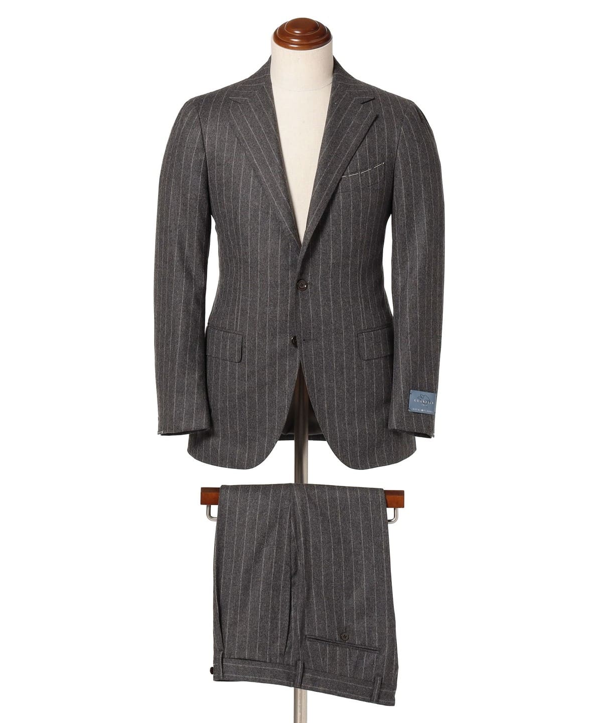 GUABELLO ウール フランネル チョークストライプ スーツ スーツ・ネクタイ MEN GREY/2 48 GUABELLO ウール フランネル チョークストライプ スーツ スーツ・ネクタイ MEN GREY/2 48