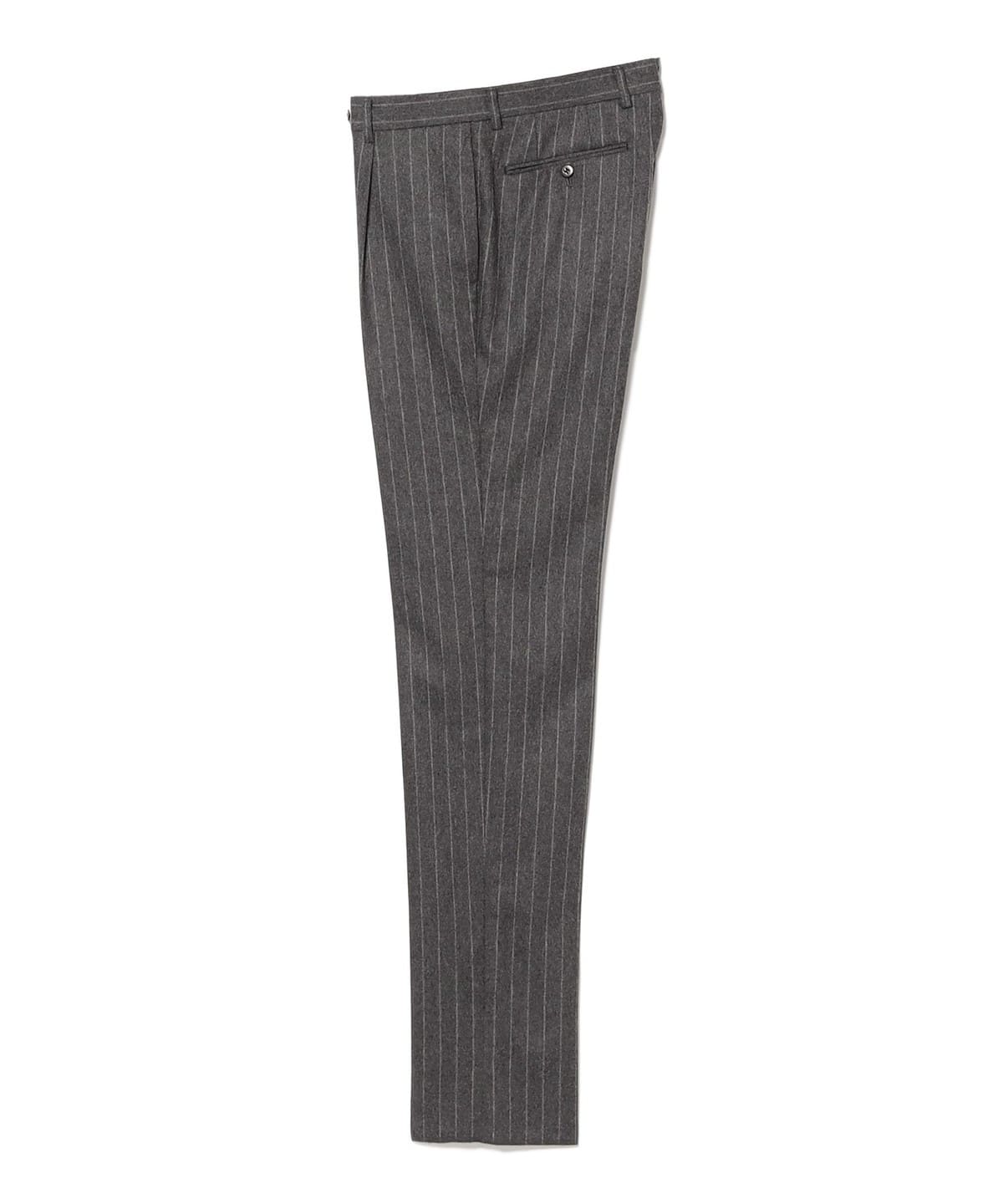 美品 ビームスF フランネルチョークストライプスーツ チャコールグレー 44 美品 ビームスF フランネルチョークストライプスーツ チャコールグレー