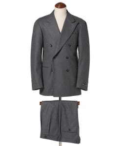HANDMADE ウール グレーフランネル ダブルブレスト スーツ