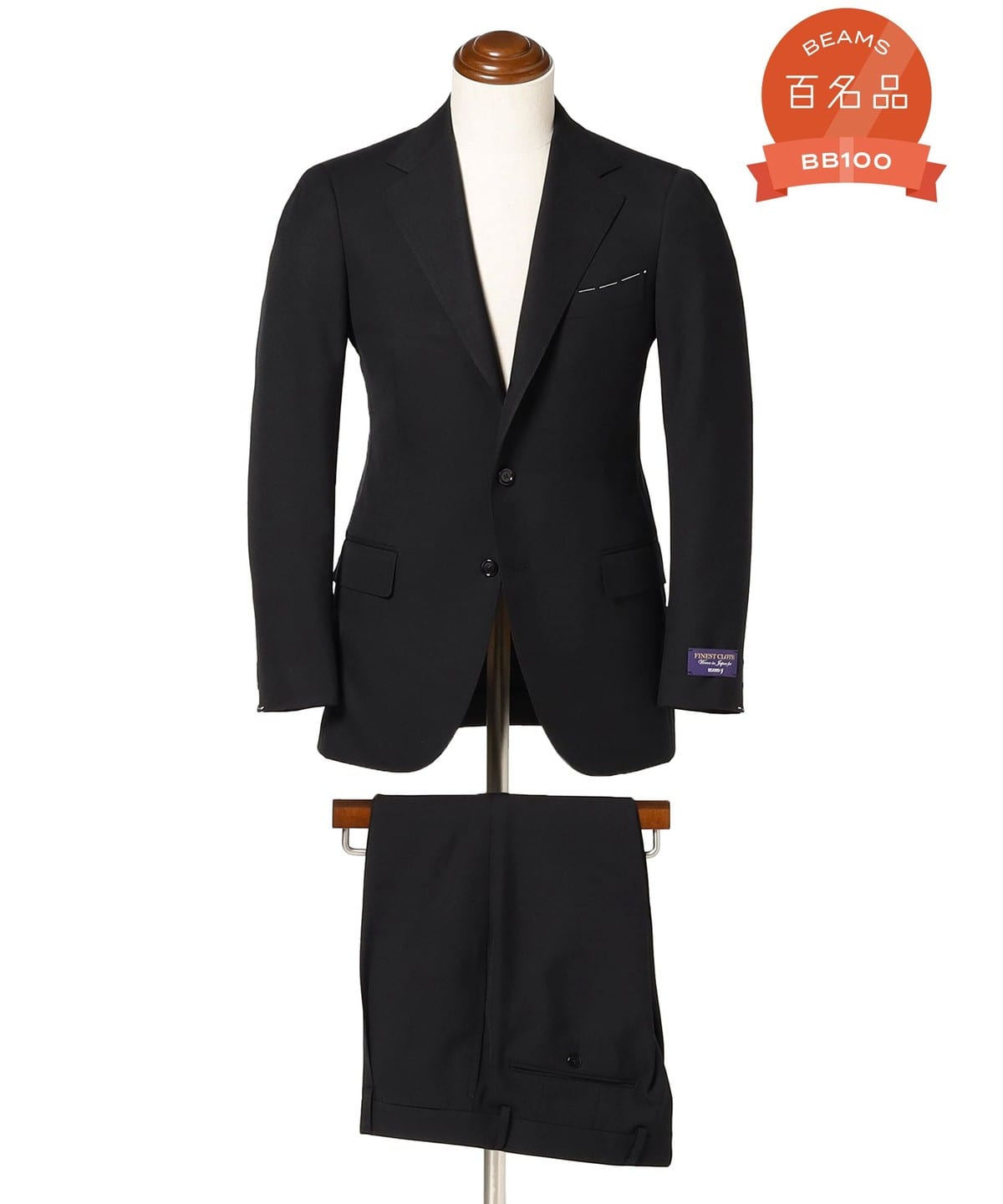 BEAMS F �r�[���XF EXCLUSIVE FABRIC �E�[�� �u���b�N�X�[�c �X�[�c�E�l�N�^�C MEN BLACK/19 50