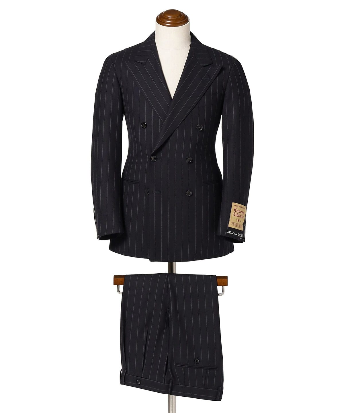 HANDMADE MARLING & EVANS �E�[�� �X�g���C�v �_�u���u���X�g �X�[�c �X�[�c�E�l�N�^�C MEN NAVY 48