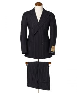 HANDMADE MARLING & EVANS ウール ストライプ ダブルブレスト スーツ