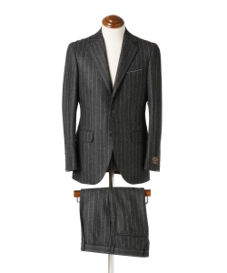 ▲BEAMS F / V.B.CANONICO チョークストライプ 3ボタンスーツ◎