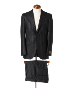 ▲BEAMS F / V.B.CANONICO チョークストライプ 3ボタンスーツ◎