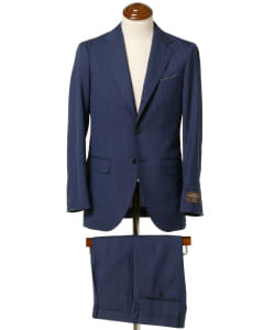 ▲BEAMS F / CANONICO ネイビーソリッド 3ボタンスーツ