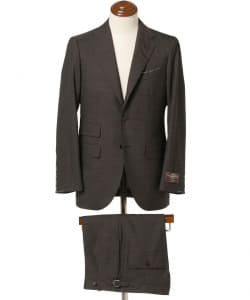 ▲BEAMS F / CANONICO ブラウンソリッド 3ボタンスーツ