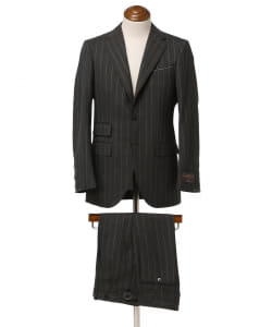 ▲BEAMS F / V.B.CANONICO チョークストライプ 3ボタンスーツ