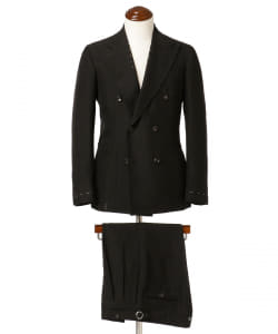 ALFONSO SIRICA × BEAMS F / 別注 ブラックリネン ダブルブレスト スーツ