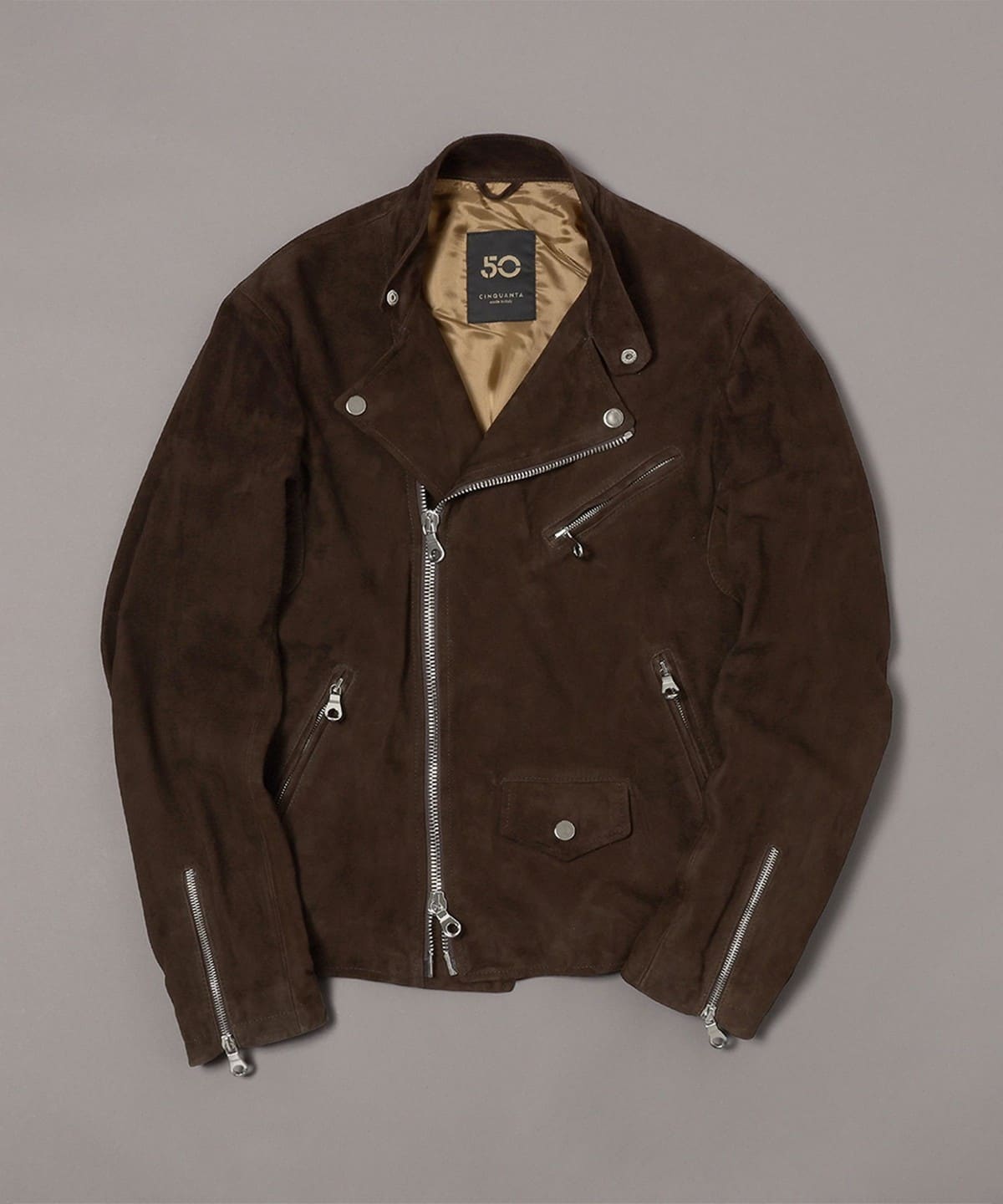 BEAMS F CINQUANTA / Suede stand collar BEAMS riders jacket