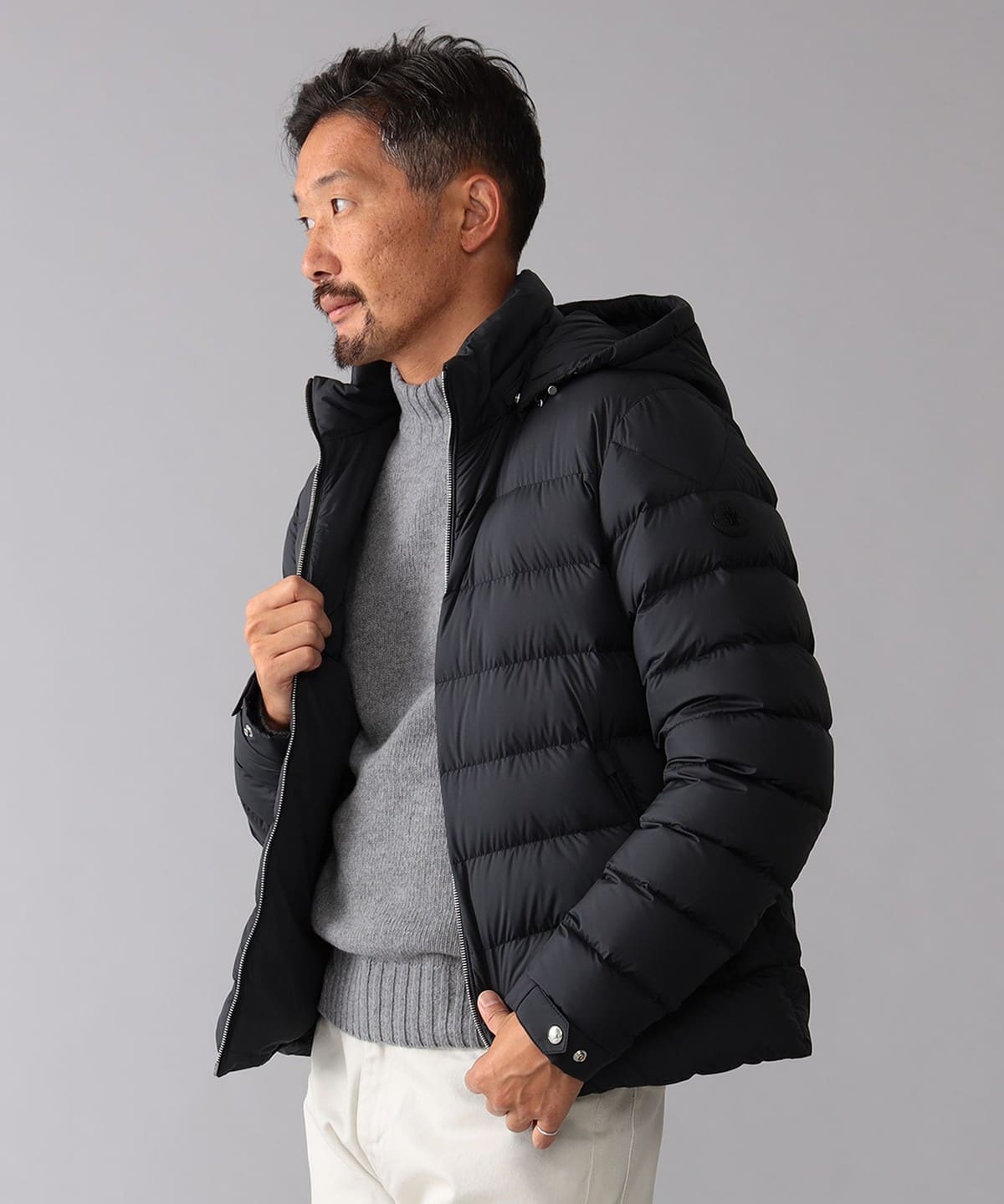 BEAMS F（ビームスF）MONCLER / ARNEB フーデット ダウンジャケット 