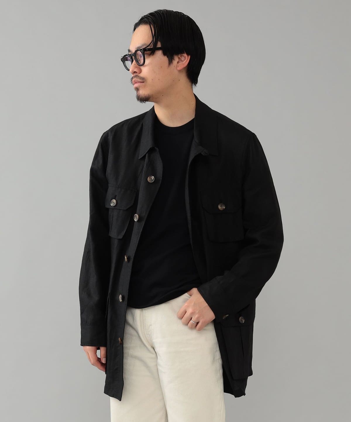 CORDINGS × BEAMS F＞ 別注 リネン サファリジャケット