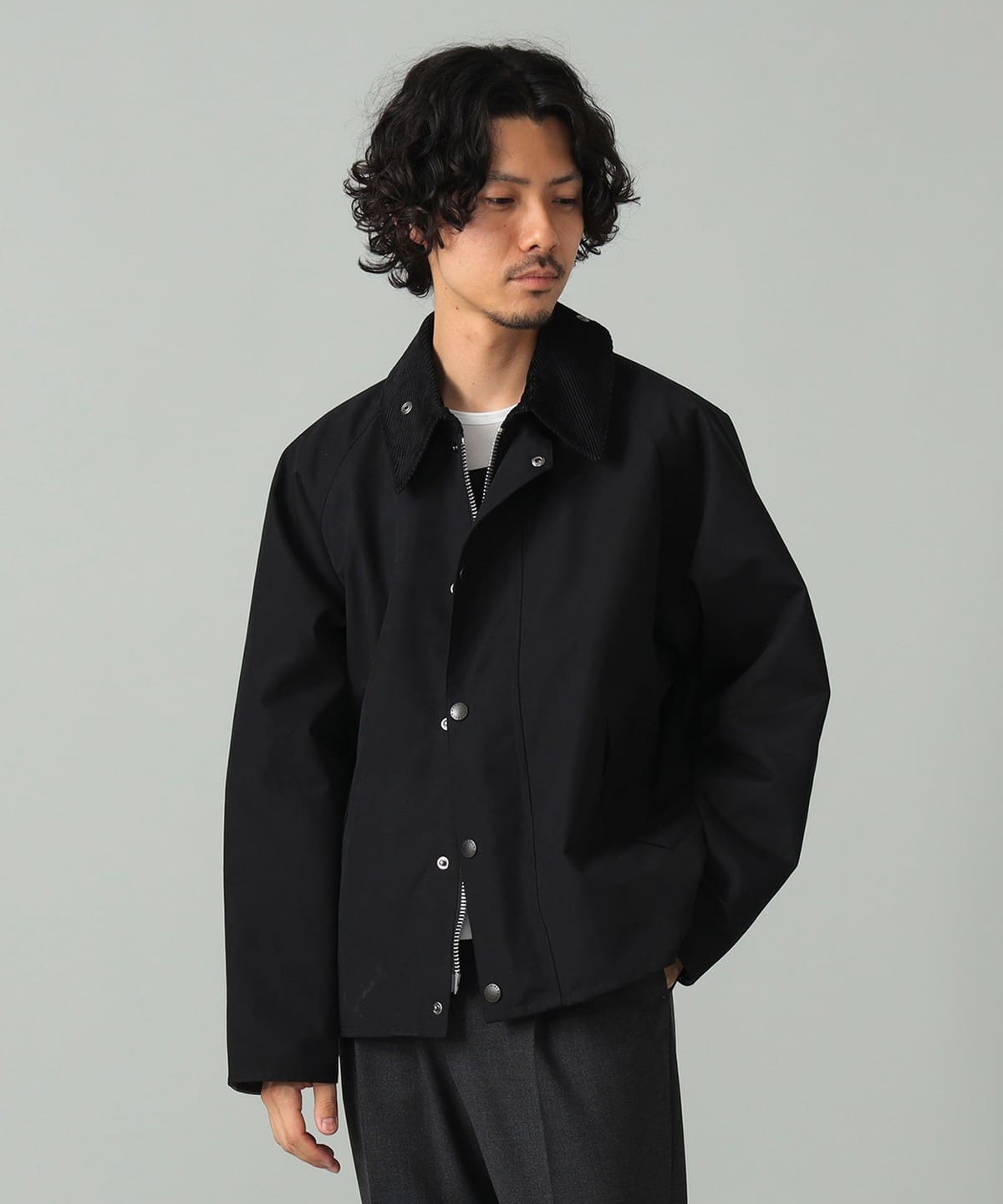 【別注】Barbour バブアー / TRANSPORT ピーチスキン ジャケット ブルゾン MEN BLACK/005 40 【別注】Barbour バブアー / TRANSPORT ピーチスキン ジャケット ブルゾン MEN BLACK/005 40