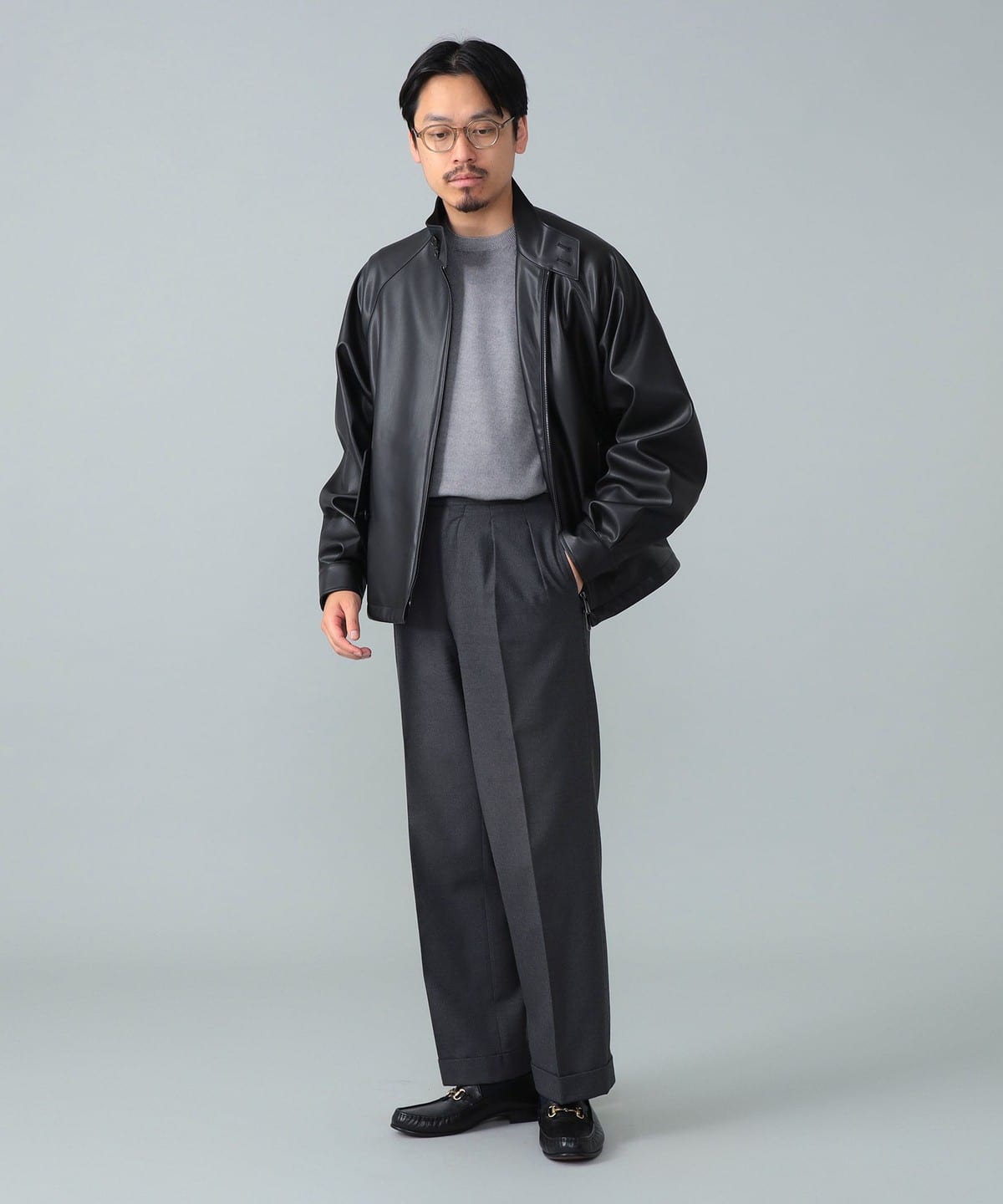 BEAMS F（ビームスF）BARACUTA / G4 フェイクレザー ショート ブルゾン