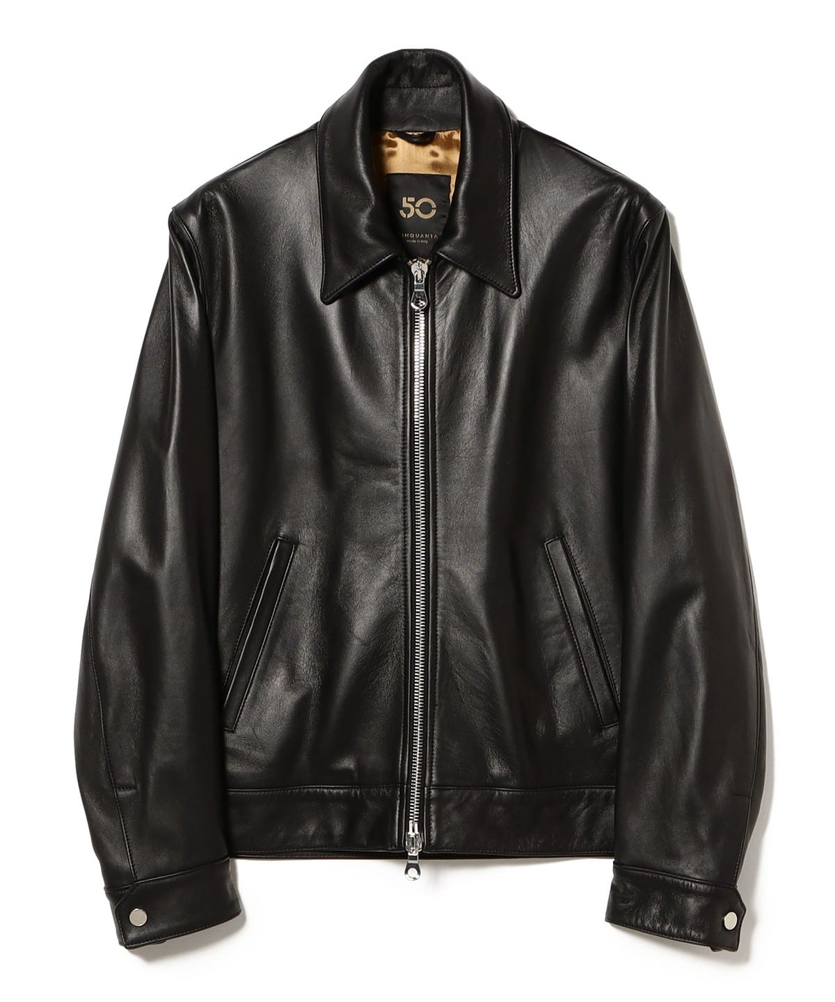 CINQUANTA チンクワンタ / ナッパレザー レギュラーカラー ジップアップ ブルゾン ブルゾン MEN NERO/999 44 CINQUANTA チンクワンタ / ナッパレザー レギュラーカラー ジップアップ ブルゾン ブルゾン MEN NERO/999 44