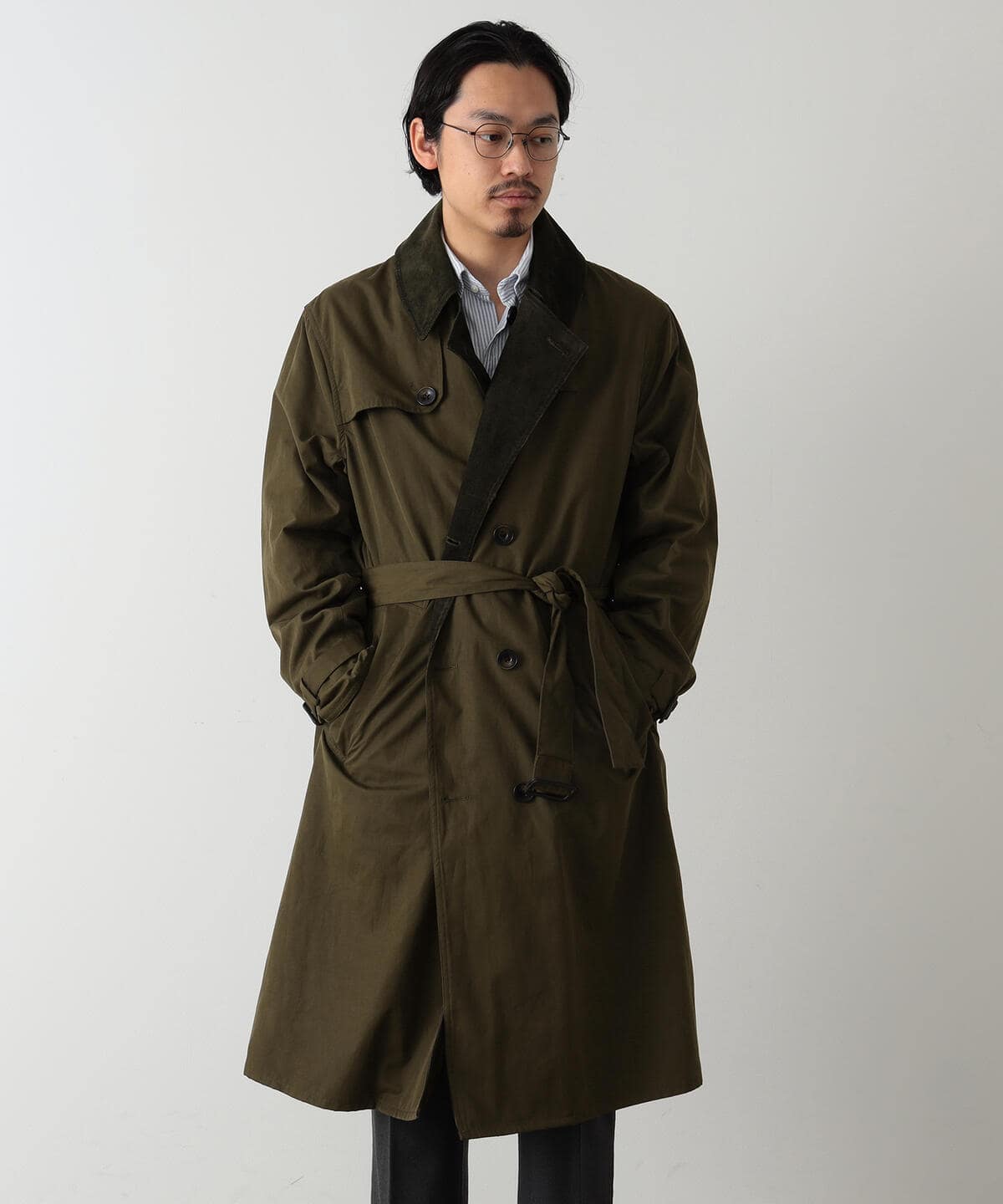 Barbour × BEAMS F / 別注 ピーチドコットン トレンチコート-