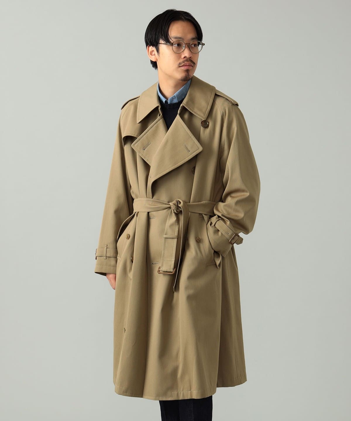 BEAMS F F CONCETTO / wool cotton gabin trench BEAMS (coat