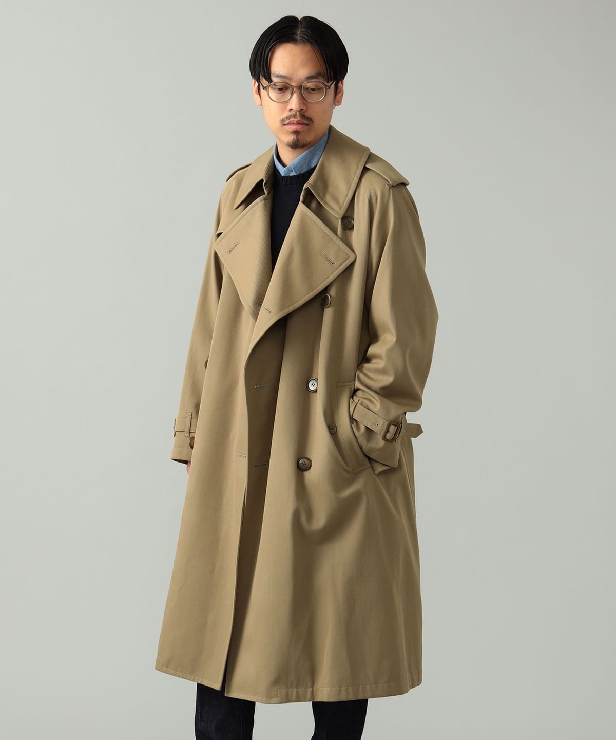 BEAMS F F CONCETTO / wool cotton gabin trench BEAMS (coat trench 