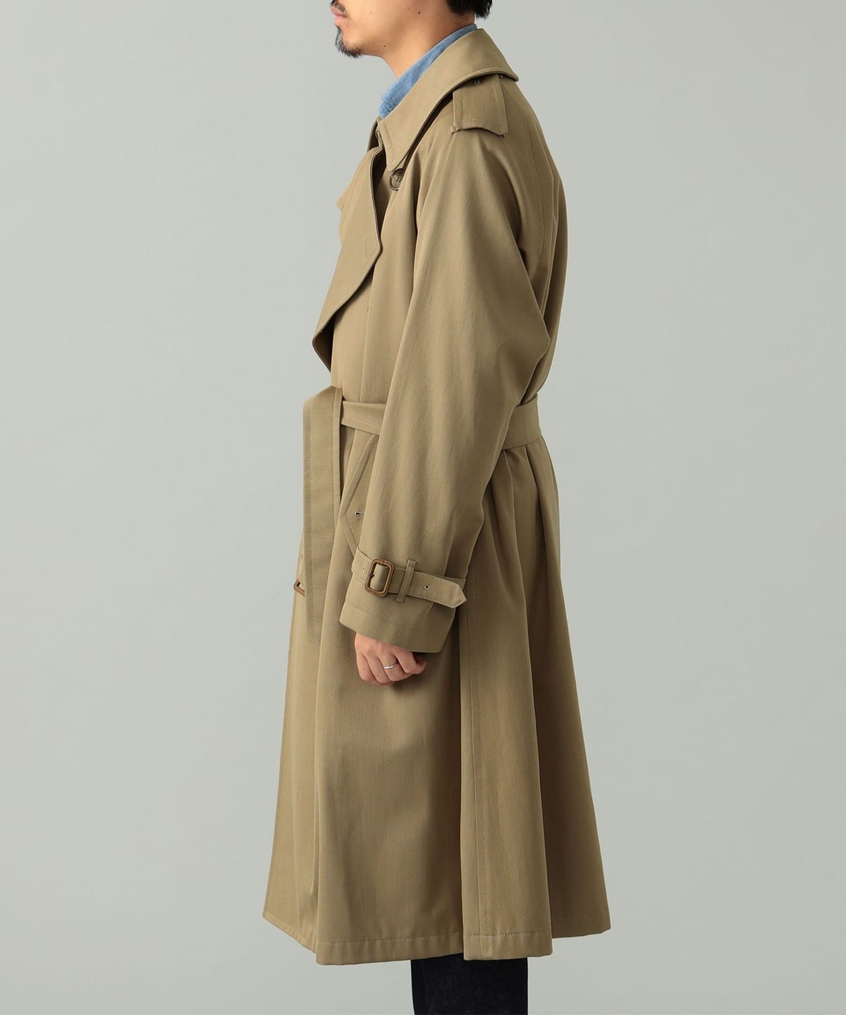 BEAMS F F CONCETTO / wool cotton gabin trench BEAMS (coat trench