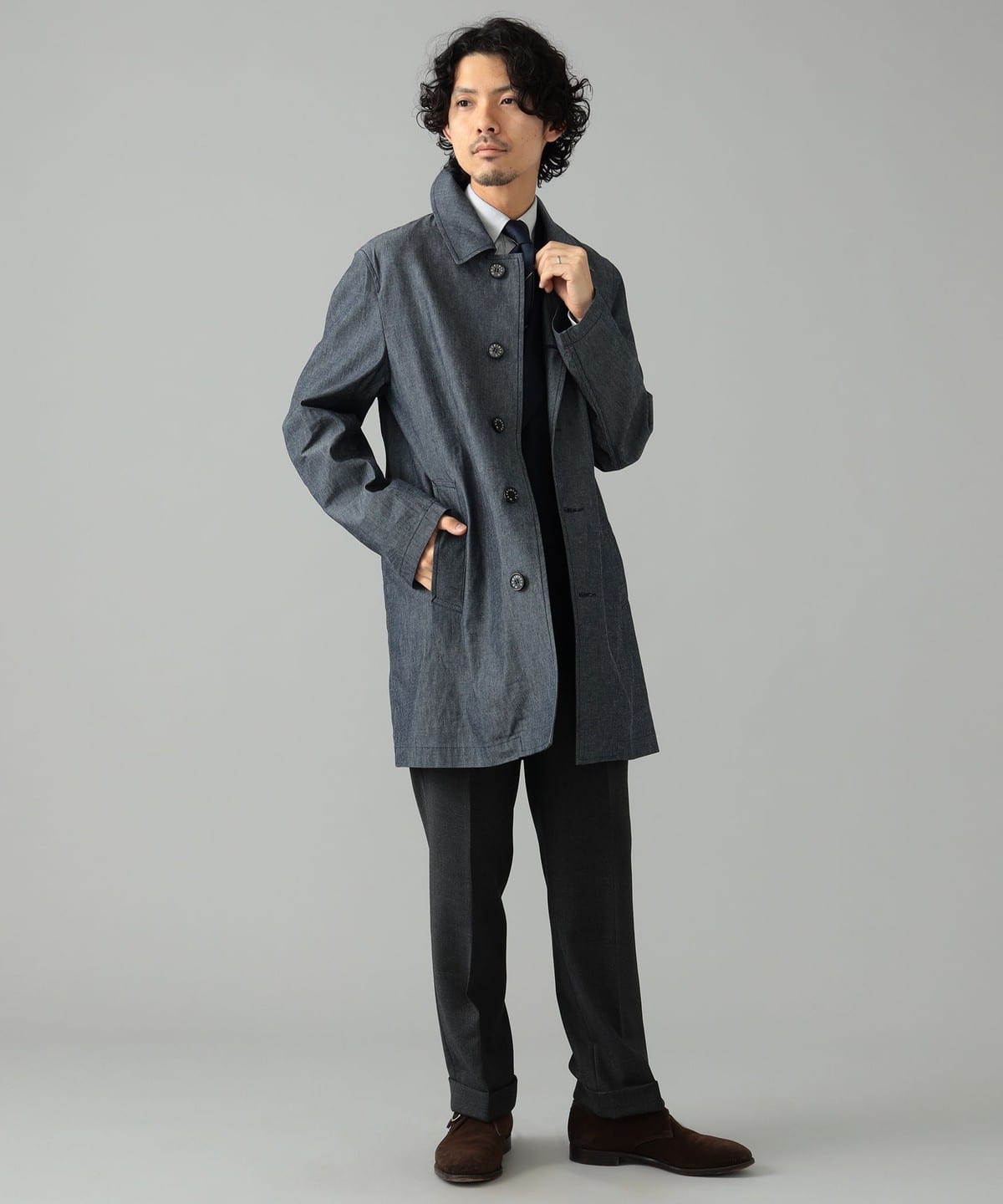 BEAMS F（ビームスF）MACKINTOSH × BEAMS F / 別注 DUNKELD SHORT インディゴ ステンカラーコート（コート  ステンカラーコート）通販｜BEAMS