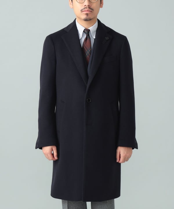 BEAMS F ウール スポルベリーノ コート チェスターコート ネイビー BEAMS F（ビームスF）LARDINI / ウール スポルベリーノコート