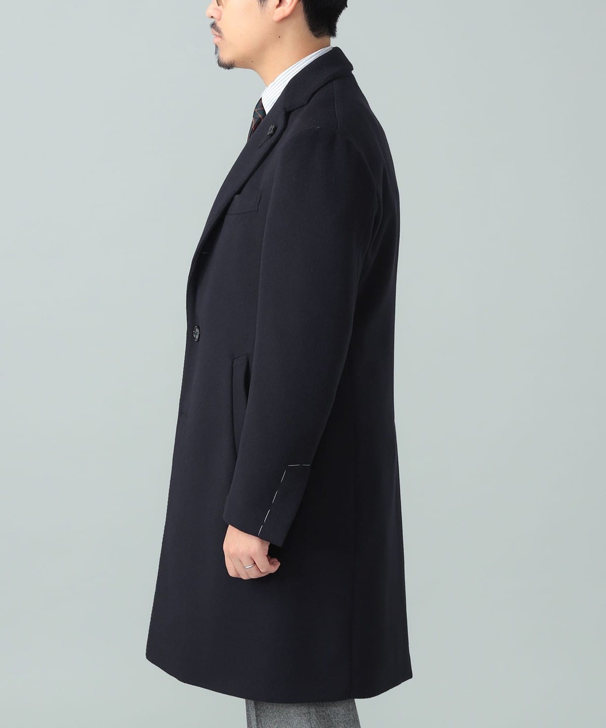 BEAMS F ウール スポルベリーノ コート チェスターコート ネイビー BEAMS F ウール スポルベリーノ コート チェスターコート ネイビー