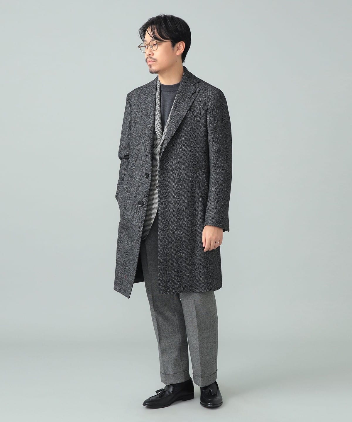 BEAMS F ウール スポルベリーノ コート チェスターコート ネイビー 21190150272_C_1.jpg