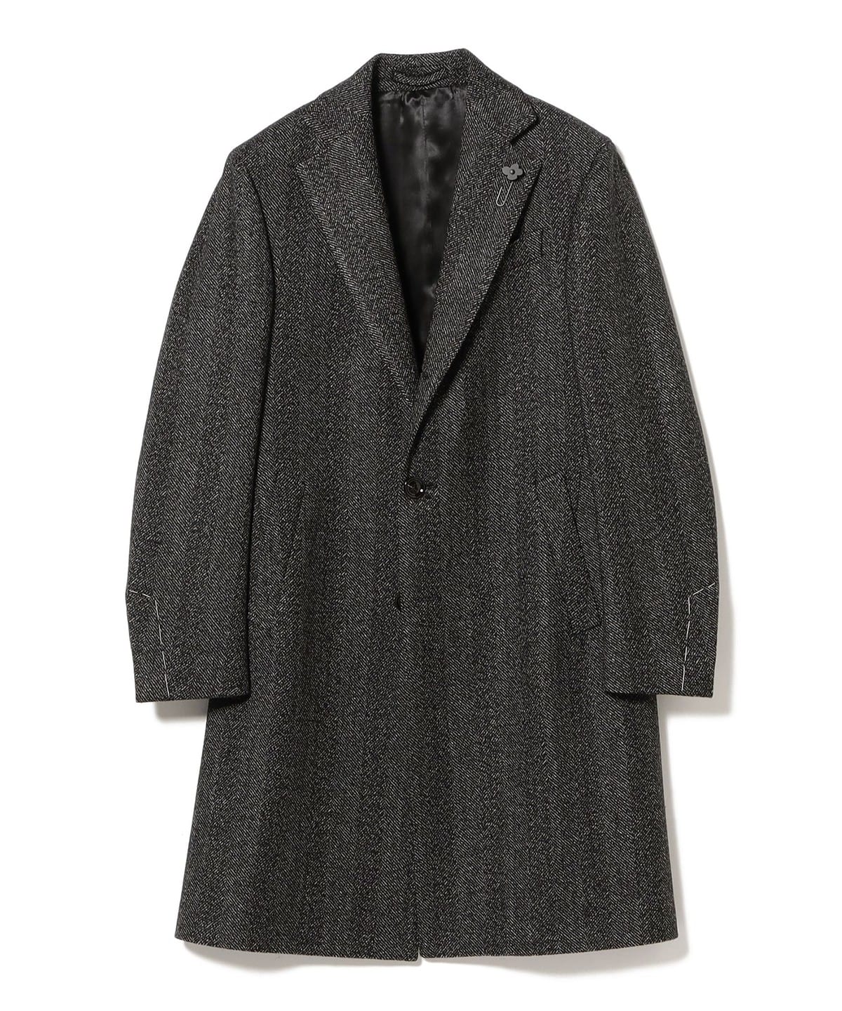 LARDINI ヘリンボーン ウールコート 50 ベルト付 BEAMS F（ビームスF）LARDINI / ウール ヘリンボーン スポルベリーノ