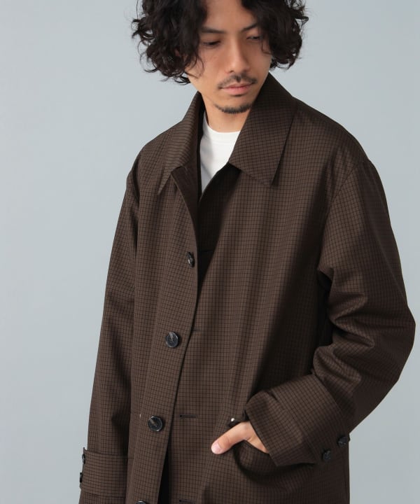 EDIFICE別注Macintoshブラウン ステンカラーコート BEAMS F（ビームスF）【別注】MACKINTOSH / HUMBIE ウール