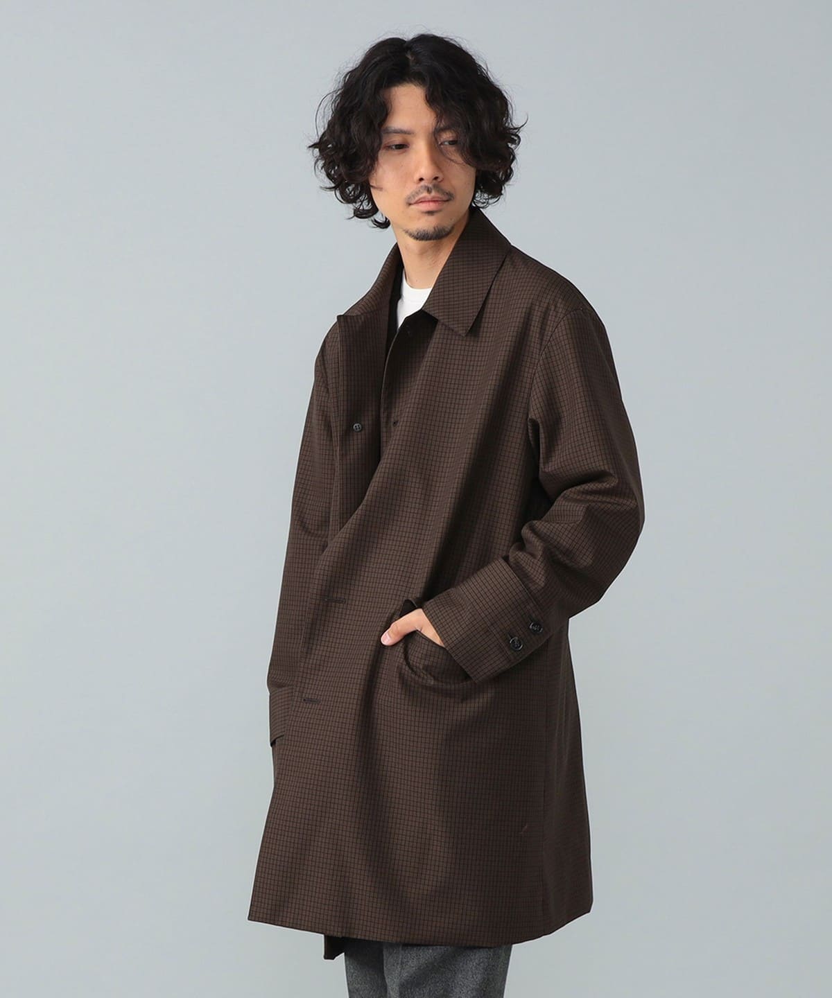 【別注】MACKINTOSH マッキントッシュ / HUMBIE ウール ブラウンチェック コート コート MEN BROWN CHECK/DF04 36 【別注】MACKINTOSH マッキントッシュ / HUMBIE ウール ブラウンチェック コート コート MEN BROWN CHECK/DF04 36